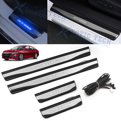 For Honda Accord 18-22 Blue LED Door Sill Scuff Plate Guard Protector Cover Trim