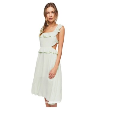 Forever 21 New Ruffle Tie Back Midi Dress Size XS Color Light Mint Green  NWT | eBay