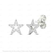 1.00 Ct Lab Created Round Diamond Star Stud Earrings in White Gold Plated Silver