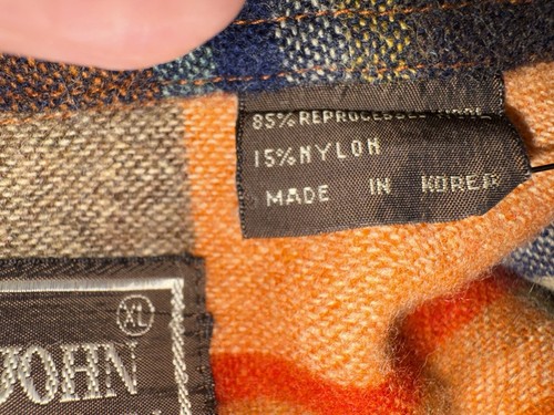Vintage John Henry Shirt Mens XLarge Orange Wool & Nylon Button Down Shirt Korea - Picture 4 of 15