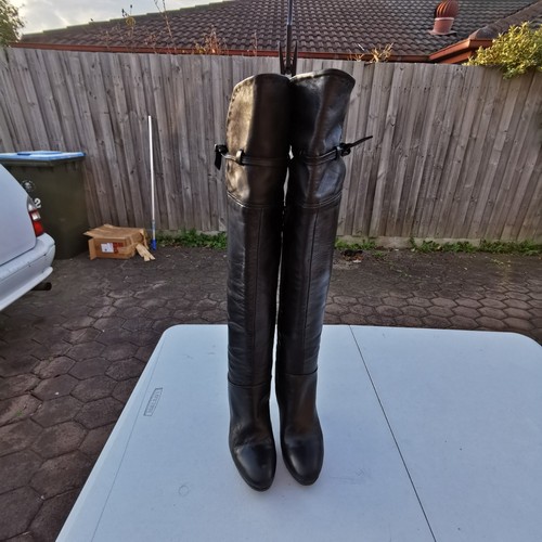 CODICI E SEGNI Sz 35 Or 4 Black Leather Over Knee Zip Boots - Picture 5 of 17