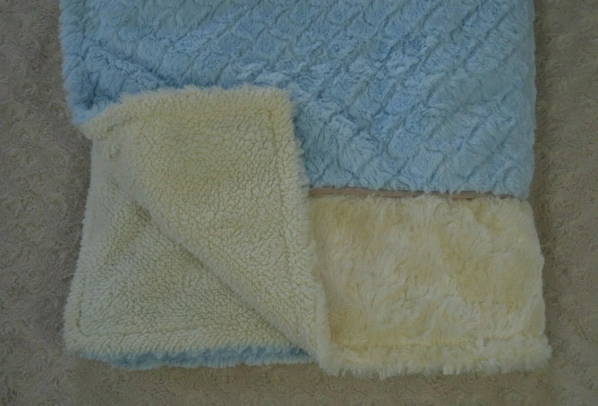 Kyle Deena Blue Cream Off White Baby Blanket Plush Soft Baby Lovey Sherpa
