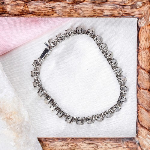 5mm Genuine Rainbow Moonstone Tennis Bracelet 14k White Gold Wedding FineJewelry - Picture 5 of 5