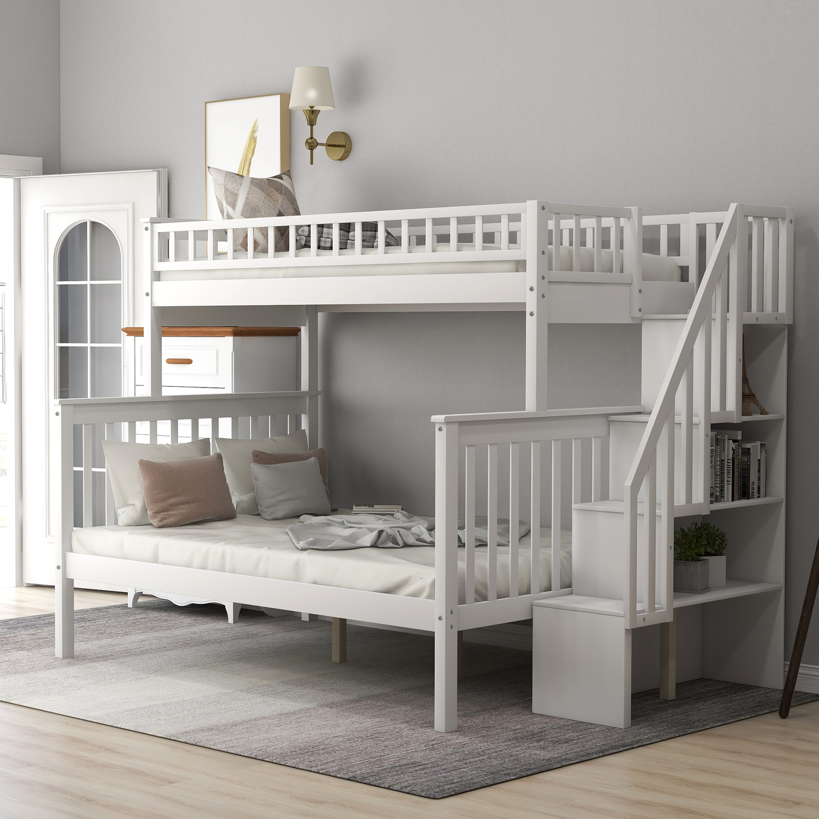 white loft bed frame