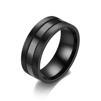 8MM Black Brushed Gift Band Mens Titanium Steel Black Anniversary Ring Size  6-12