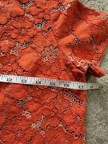 Topshop Orange Lace Crop Top Women's Size 10 Floral Short Sleeve - Picture 5 of 7