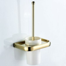 Luxury Gold Brass Wall Mounted Toilet Brush Holder Set Bathroom Accessories
