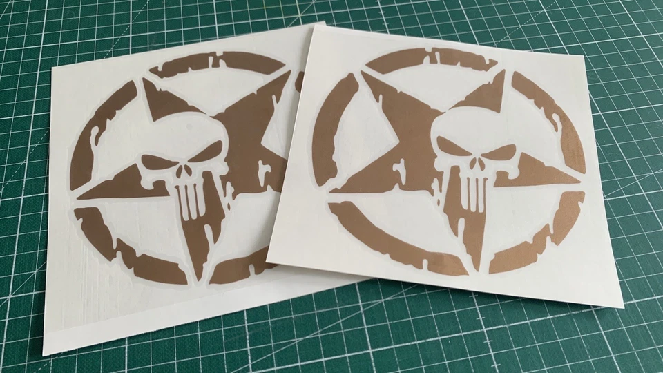 2 Stück Skull Aufkleber 6x6 cm Stern Totenkopf Auto Sticker Schädel PUNISHER - Bild 2 von 4