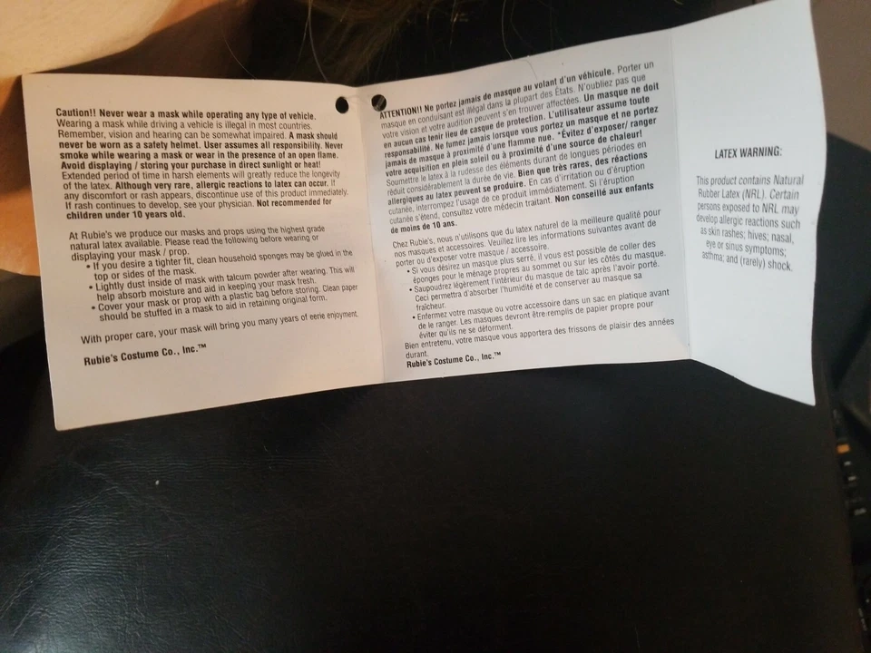 Batman-Dark Knight Joker Latex Mask W/ Hair, Adult 1 Size NEW W/TAG Halloween  - Image 3 of 4