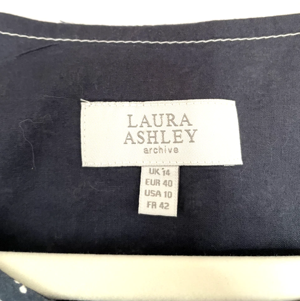 Fabulosa *LAURA ASHLEY* Colección Archivo Algodón Floral Imperio Túnica 14 Foto 3 de 4