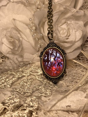 MEXICAN FIRE opal LARGE purple DRAGONS BREATH Necklace Pendant