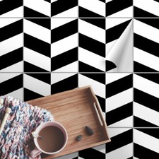 Floor Tile Stickers Set of 20 "Herringbone" for Kitchen, Bathroom, Shower Durable