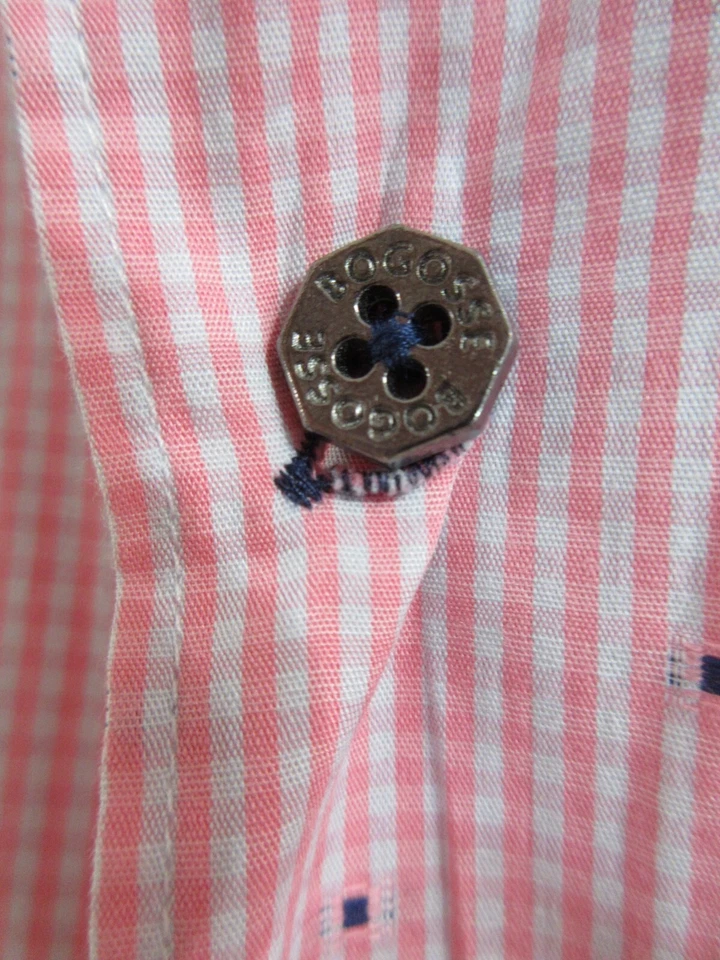Bogosse Pink and White Check Button Up Long Sleeve Shirt SZ 2 (US SZ SMALL) EUC - Image 4 of 4
