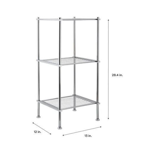 3 Tier Shelving Tower Organizer Shelf Rack Kitchen Storage Unit Chrome Bathroom - Picture 2 of 6