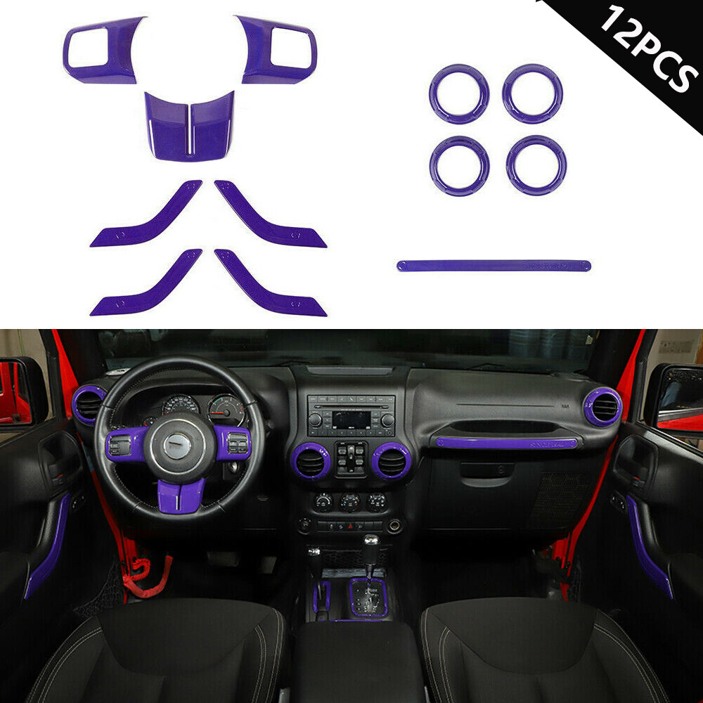 12PCS Full Set Interior Cover Trim Kit For Jeep Wrangler JK 2011