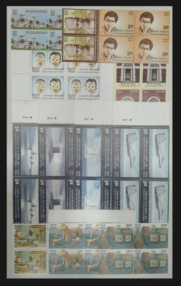 136. INDIA 2011 COMPLETE COMMEMORATIVE STAMPS YEAR PACK IN BLOCK OF 4 . MNH - Image 2 of 2