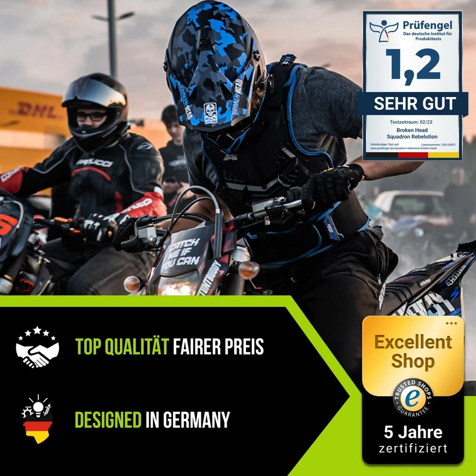 Broken Head Cross Helmet Squadron Rebelution Blue + MX-2 Goggles Blue Mirror - Image 2 of 4