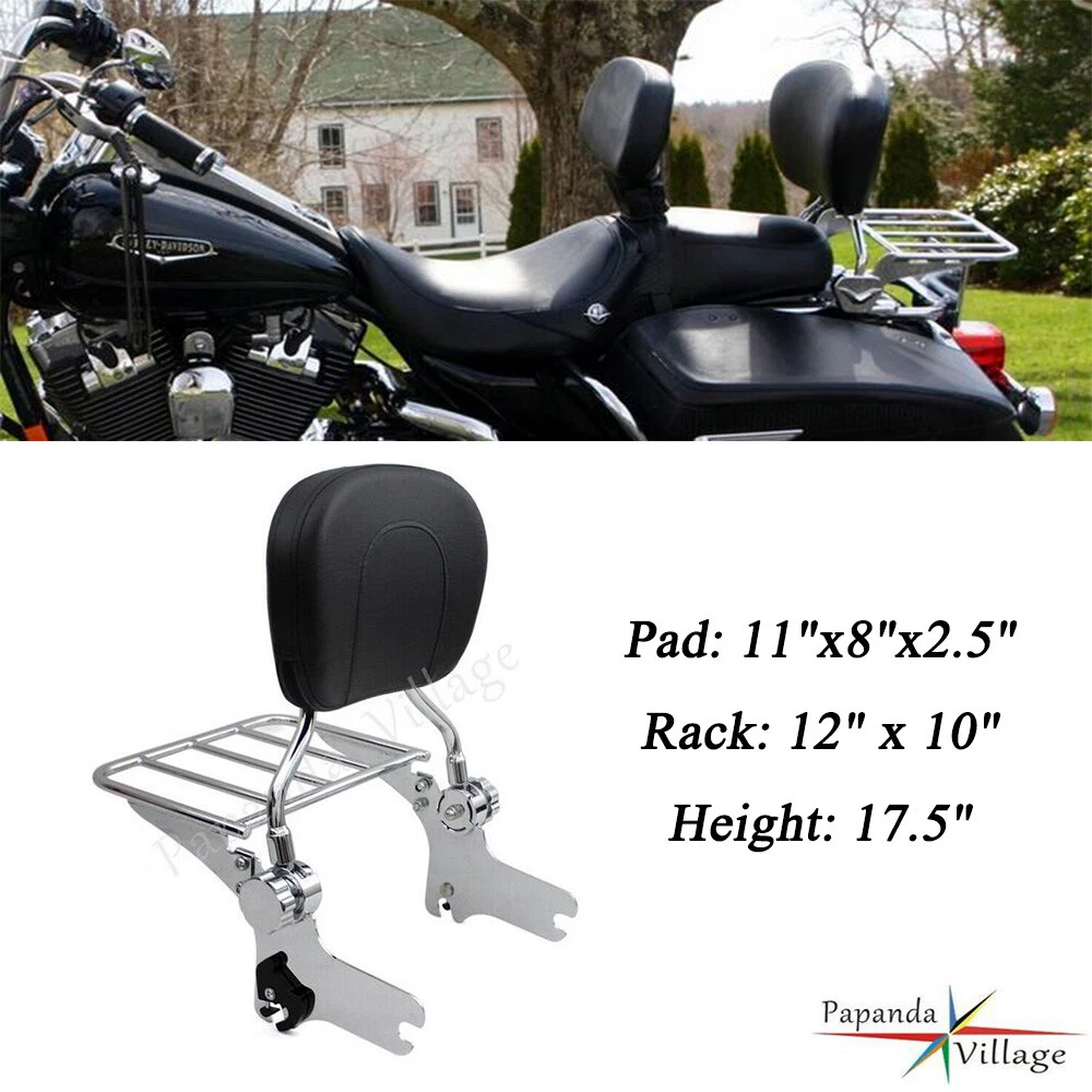 Detachable Backrest Sissy Bar Luggage Rack For Harley Touring Street Glide FLHX