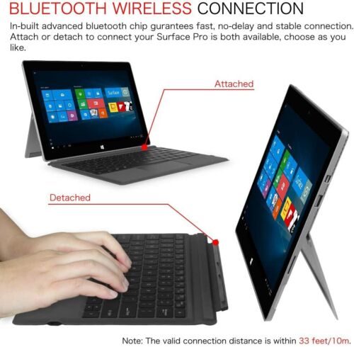 Drahtlose Bluetooth-Tastatur mit 7 Farben und Hintergrundbeleuchtung für Microsoft Surface Pro 7/6/5/4/3 - Bild 3 von 8
