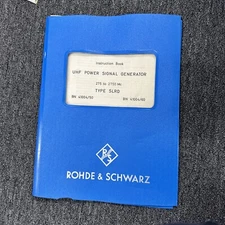 Rohde & Schwarz Type SLRD UHF Power Signal Generator 275 to 2750 Mc Instruction