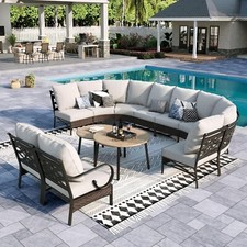 12 Pcs Curved Patio Furniture Set Outdoor Sec...