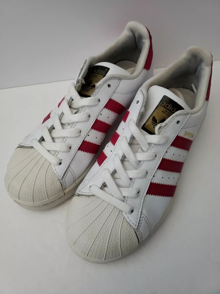 Adidas Originals Superstar White w Fuschia Stripes US Size Men 4