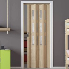 Porta interna a soffietto cedro porte con vetro satinato misure 88,5x214 cm