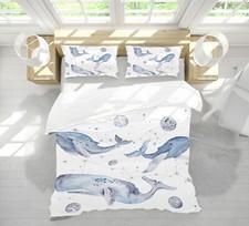 Image of 3D Watercolor Whale KER1221 Bed Pillowcases Quilt Duvet Cover Double Luna