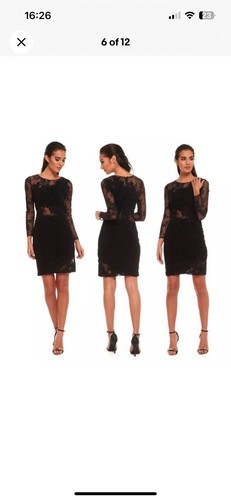 Forever Unique 'Myrtle' Sheer Lace Panels Applique Trims Shift Dress UK10 £330 - Picture 20 of 22