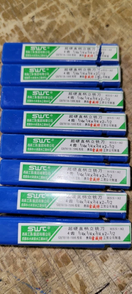 (8) SWT 16mm*4F 4 Flautas 1/4x1/4x3/4 x 2.5 HSS y Aluminio Fresadora Cortadora CNC Broca Foto 2 de 3