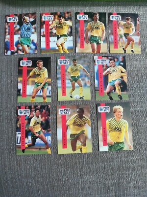 10 x Norwich Pro Set Fußball Sammlerkarten. Alles verschieden 