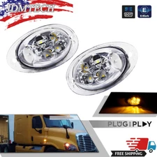 Clear Front Fender Cab Side Marker Signal Lights For 08-17 Freightliner Cascadia