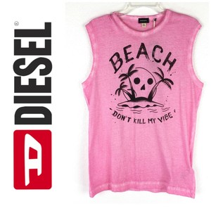 NWT-Diesel-Graphic-Tee-T-Muscle-Tank-Zoi-Pink-034-Beach-Don-039-t-Kill-My-Vibe-034-New