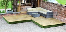 Garden Decking Kit DIY complete – with concrete foundations - 4.75 x 4.7m corner