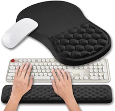 Hokafenle 2 in 1 Ergonomic Mouse Pad Wrist Support & 2 In 1 Set, Hk001-black 