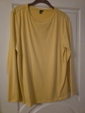 Women s Yellow Solid Long Sleeve Crew Neck Pullover Basic T-Shirt Top
