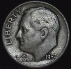 1952-D 10C Roosevelt Dime 90% Silver 26lrr0117-2