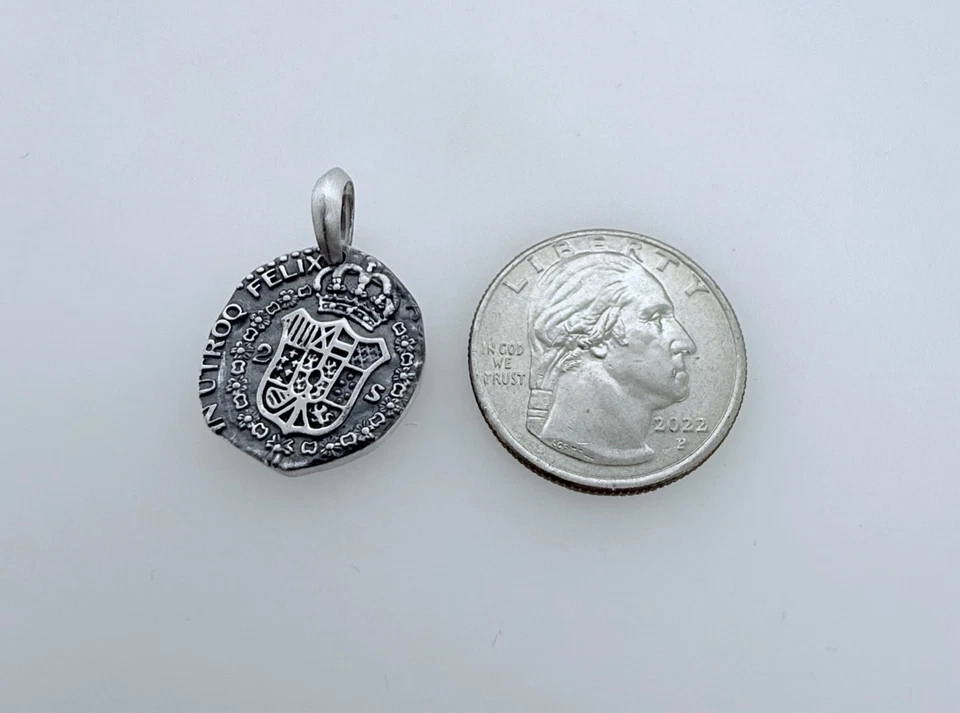 David Yurman 0.925 纯银男式沉船硬币吊坠 二手 — 第 3/3 张图片