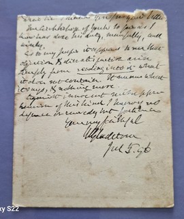 W.E GLADSTONE. ORIGINAL AUTOGRAPH NOTE BRITISH PRIME MINISTER