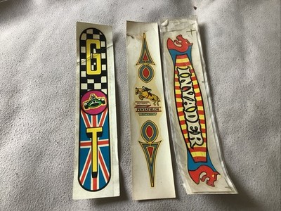 Drei seltene Vintage Fahrrad BMX Lenker Aufkleber INVADER GT Motor Olympia Pentathlon 