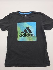 Adidas T-Shirt Youth Boy M 10-12 Graphic Print Logo Black .. 39257