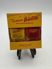 Nails Inc. La Dolce Velveeta Cheese Scented Nail Polish Duo Red Yellow Smooth