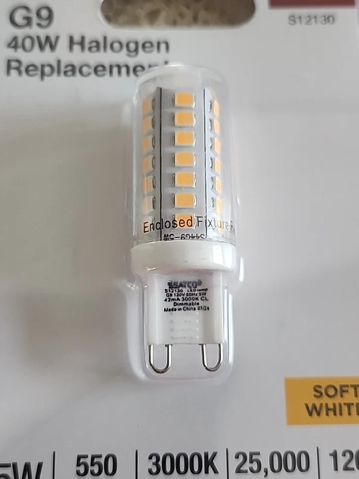 12 Satco LED S12130 G9 40w Halogen Reolacement Light Bulb Soft White 550 Lumens - Image 2 of 4