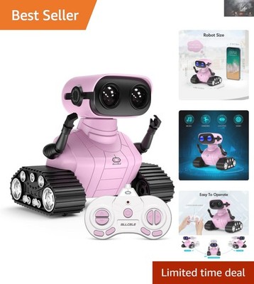 Pink Remote Control Robot for Girls - Interactive Toy with LED Eyes & Songs
