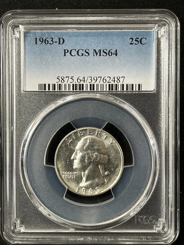 1963-D  25C Washington Quarter Dollar PCGS MS64   39762487