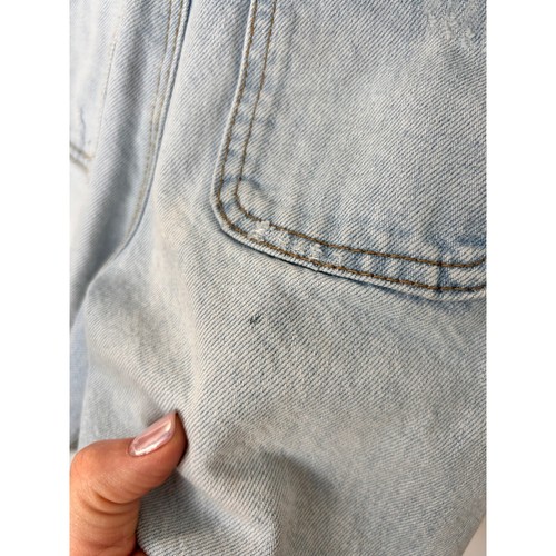 Zara Girls Kids Denim Short Overalls Distressed Raw Hem Light Wash Blue Size 7 - Picture 6 of 9