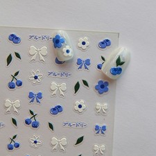 3D Floral Nail Stickers Blue Florals Nail Supplies for DIY Nail