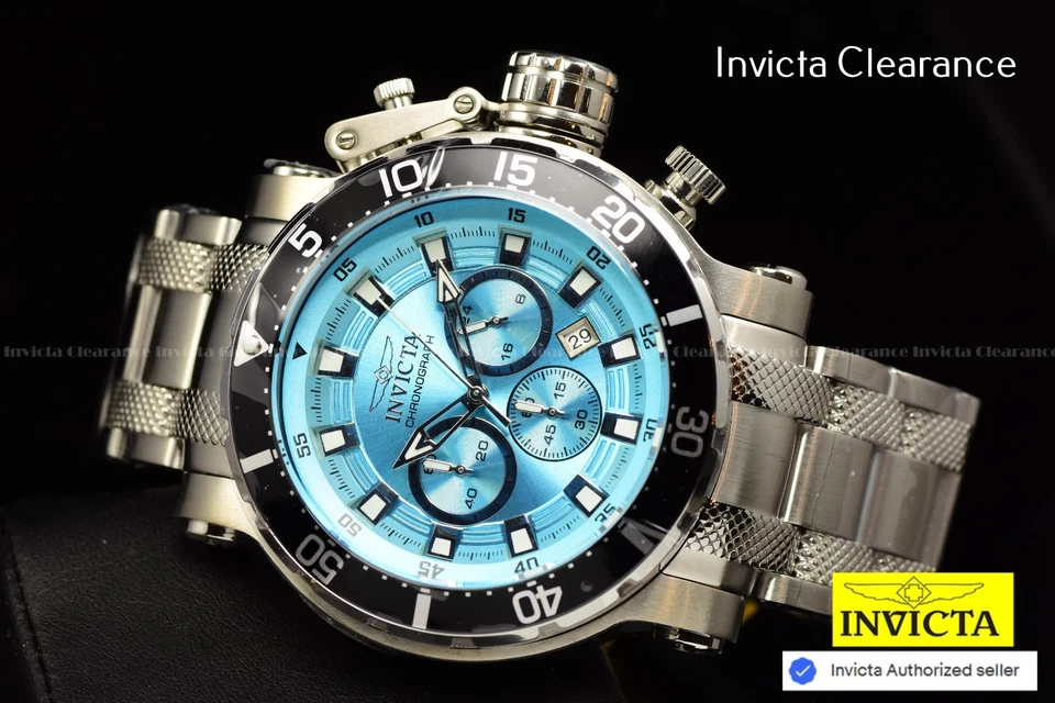 Invicta Herren COALITION FORCES BLAU Chronograph Zifferblatt silberfarben SS Uhr 52 mm - Bild 2 von 4
