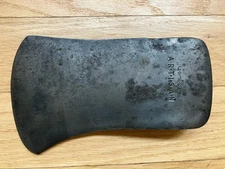 GAMBLES ARTISAN SINGLE BIT AXE HEAD w/RIBBED EYE - VINTAGE USA LOGGING BUSHCRAFT