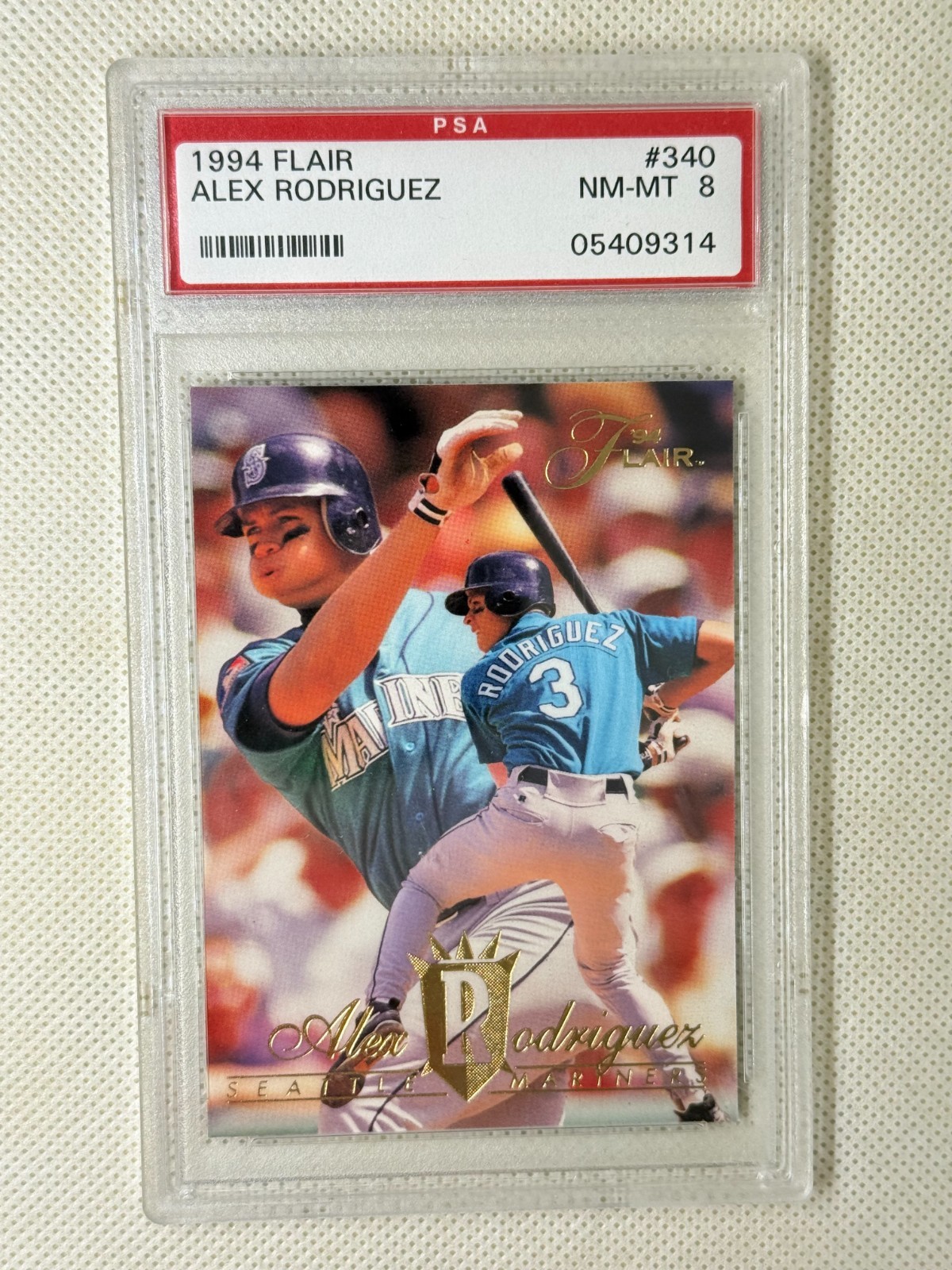 Alex Rodriguez 1994 FLAIR ROOKIE RC #340 PSA 8